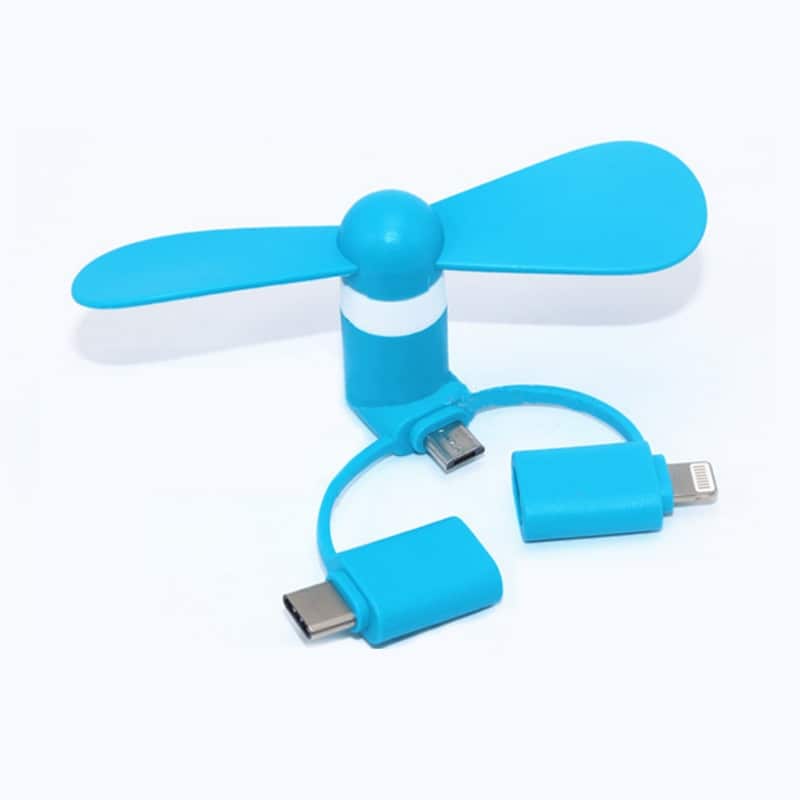 3 IN 1 Portable Cell Phone Mini USB Fan Cooler for Android Type C Micro iPhone