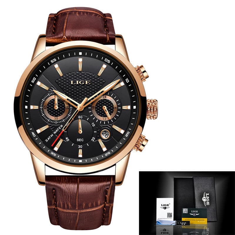 LIGE men's sports quartz watch