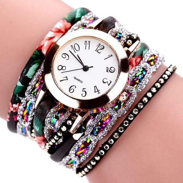Watch color woven floral bracelet