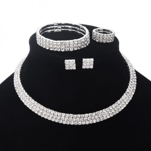 Exaggerated Claw Diamond Beaded Necklace Set