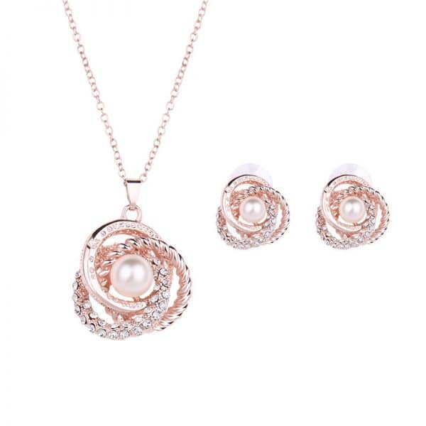 pink pearl necklace jewelry set