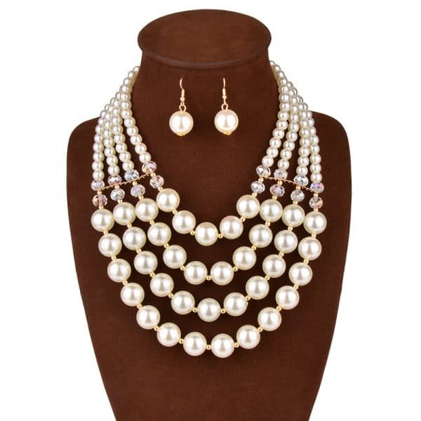 Europe necklace crystal pearl Long Necklace