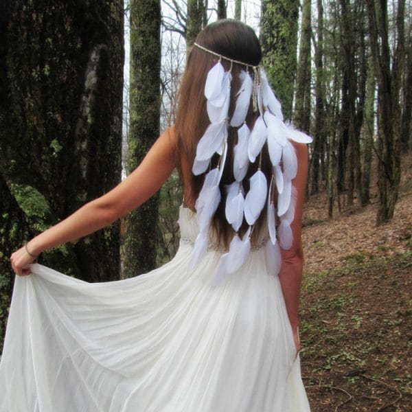wedding bride's feather band hair belt