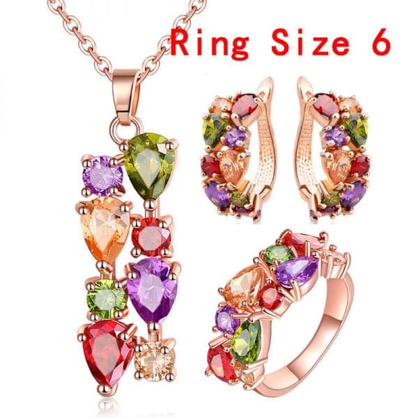 Hypoallergenic Necklace Earrings Ring Set