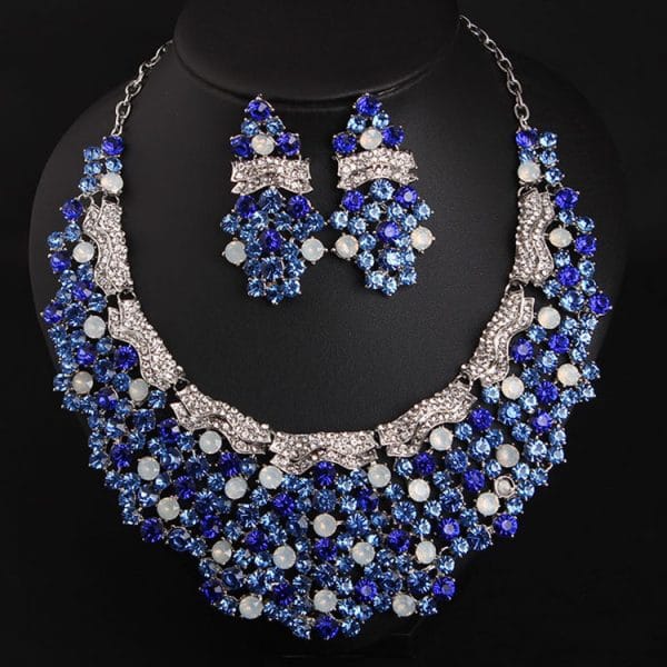 luxury diamond necklace earrings set