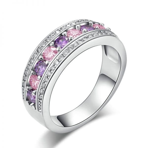 purple zircon plating white gold ring