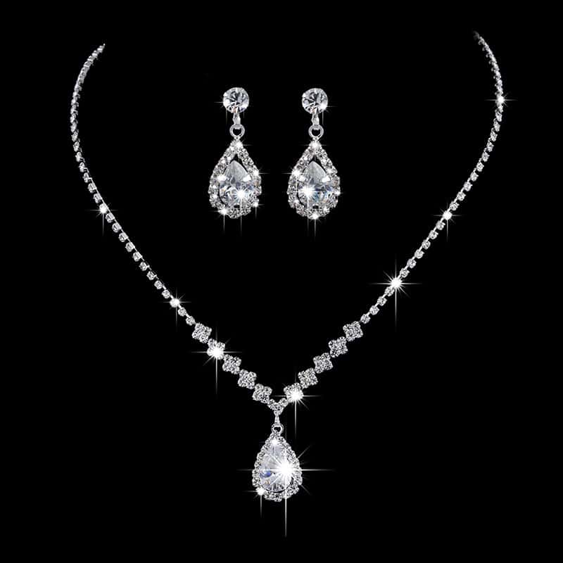 Brilliant Full Diamond Zircon Drop Necklace