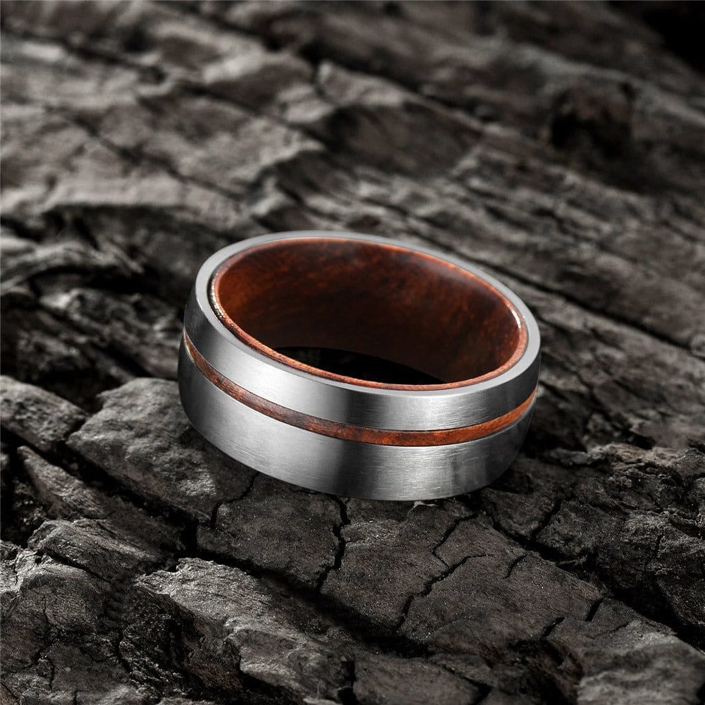 Silver Brown Wedding Ring