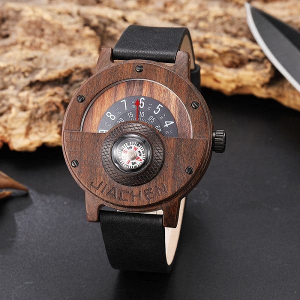 Multifunctional Compass Wood Watch